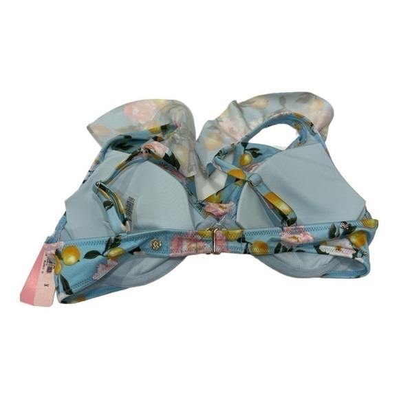 Victoria Secret Swim Ruffle Brazilian Bikini Set In Blue Lemon size 34 C/ M new - Picture 7 of 10